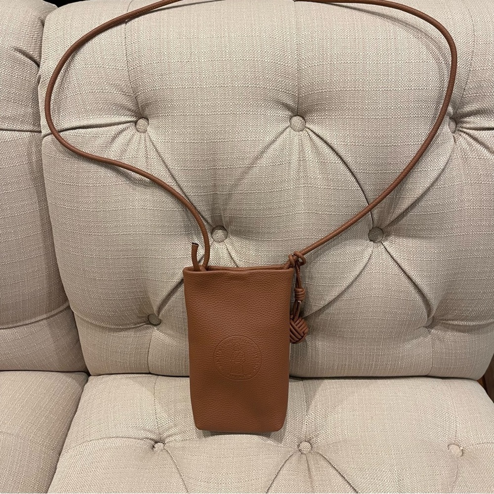 Mugrs Crossbody vegan leather bags Brown pebbled leather bag Embossed logo